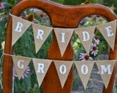 Chair banner  ...  Bride and Groom  ..   Burlap Banner  ...  Reception decoration