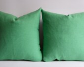 Sukan / 1 Green Simple Colored Linen Pillow Case (Cover, Slip)  - 16x16 inch