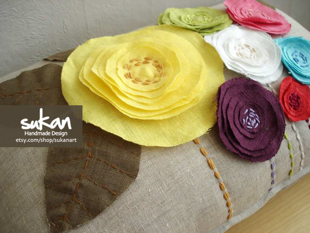 Sukan / ROSE Flowers Pillow Cover - Flowers Linen Pillow cover