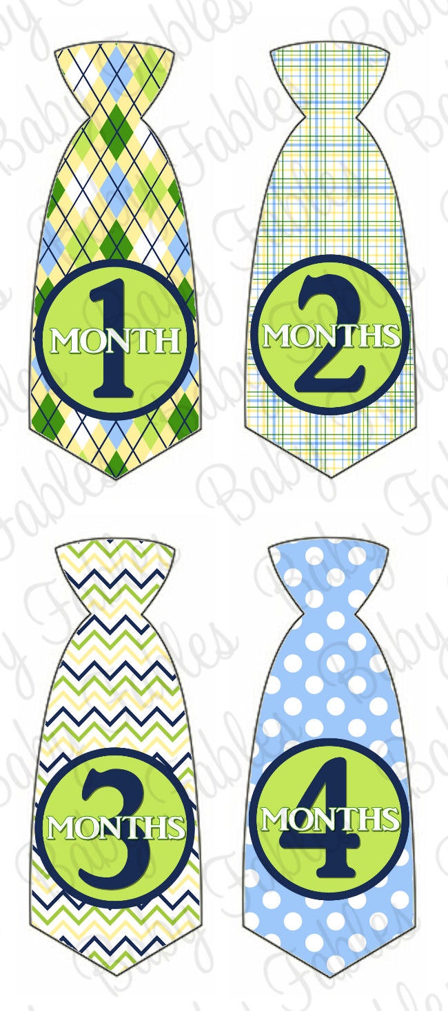 NEW Monthly Baby Onesie Stickers - Oscar Ties - New Design