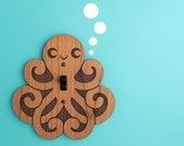 Wood Octopus Switchplate Kids Nursery Wall Light Switch Plate Cover