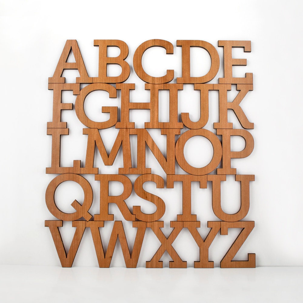 Wood Alphabet Letter Modern Typography Nursery Wall Decor