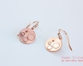 Copper Circle Coin Earrings, Handmade Handstamped Jewelry, READY TO SHIP