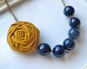 Pumpkin Patch fabric flower rosette necklace