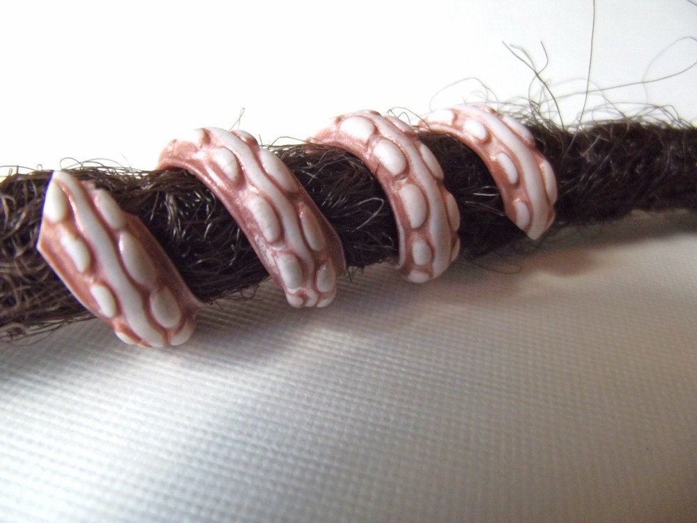 TENTACLE Dread Bead -  WHITE with COPPER in Custom Sizes