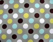Sale...Lime White  Blue Black  Gray  polka dots  Modern Apparel Quilting Cotton fabric by the yard.