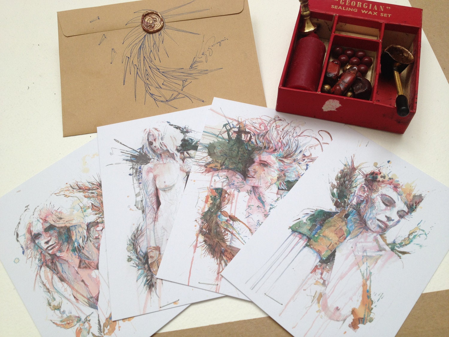 Limited Edition Hunger Pack of 4 Unique Matt Postcards