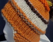 PUMPKIN SPICE. Fall and Winter Hat. Pointy Top, Ear Flaps. Free Shipping.