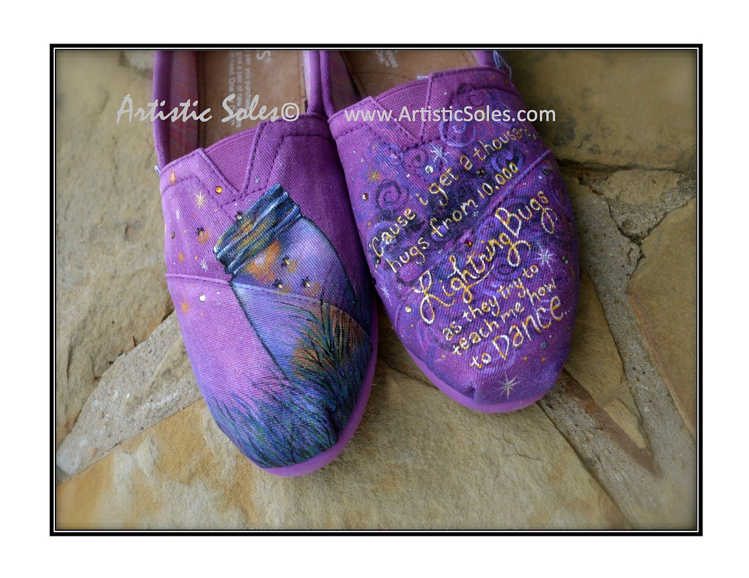 Custom Hand Painted TOMS Shoes - Summer Evening Fireflies