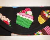Cup Cakes, cotton  fabric, Money Wallet, Envelope, Clutch style 7x3 bags & Purses