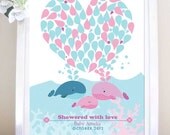 PRINTABLE Guestbook Baby Shower Poster - Whale Family - 16X20, 50 signatures