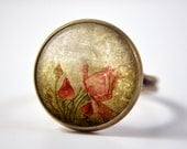 Old Red Roses Ring, Resin Ring, Resin Jewelry, C182