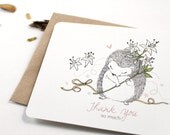 10 Thank You Very Much Notecards - Hedgehog and Honeysuckle Flower