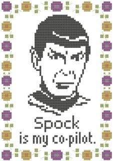 cross stitch pattern embroidery spock is my co-pilot pdf star trek