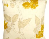 Throw Pillow Cover -16x16 Pillow Cover - Malus Sunshine - Yellow Cream Almond Sky Blue Taupe