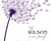 DIY Wedding Guest Book / Printable PDF / 11x14, 16x20, 17x22, 18x24, 20x25 or 24x30 - Dandelion Fingerprint and Signature Anniversary Poster