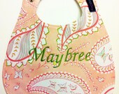 Monogrammed Baby Bib for Girl - Pink and Green Paisley Bib - Etsykids Team - Baby Girl Bib