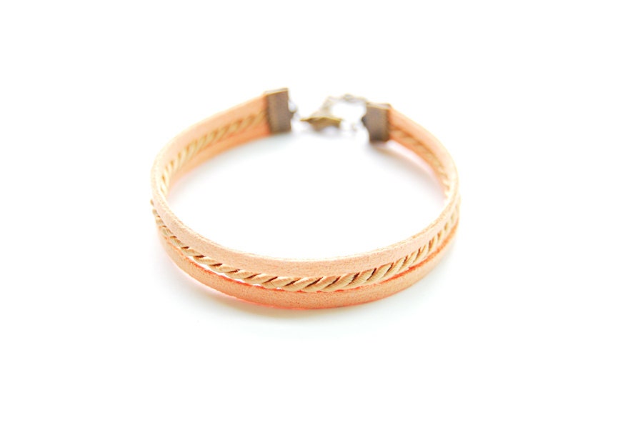 Apricot and Gold Twist Bracelet