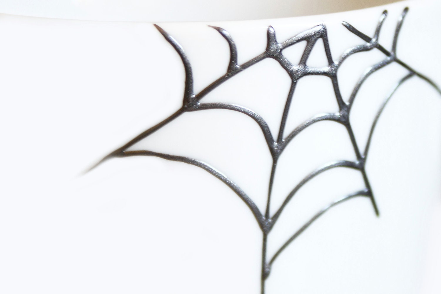 Hand Painted Ceramic Mug Tea Cup With Spider and spider webs Minimalist modern white coffee cup  Decorative Ceramic Art