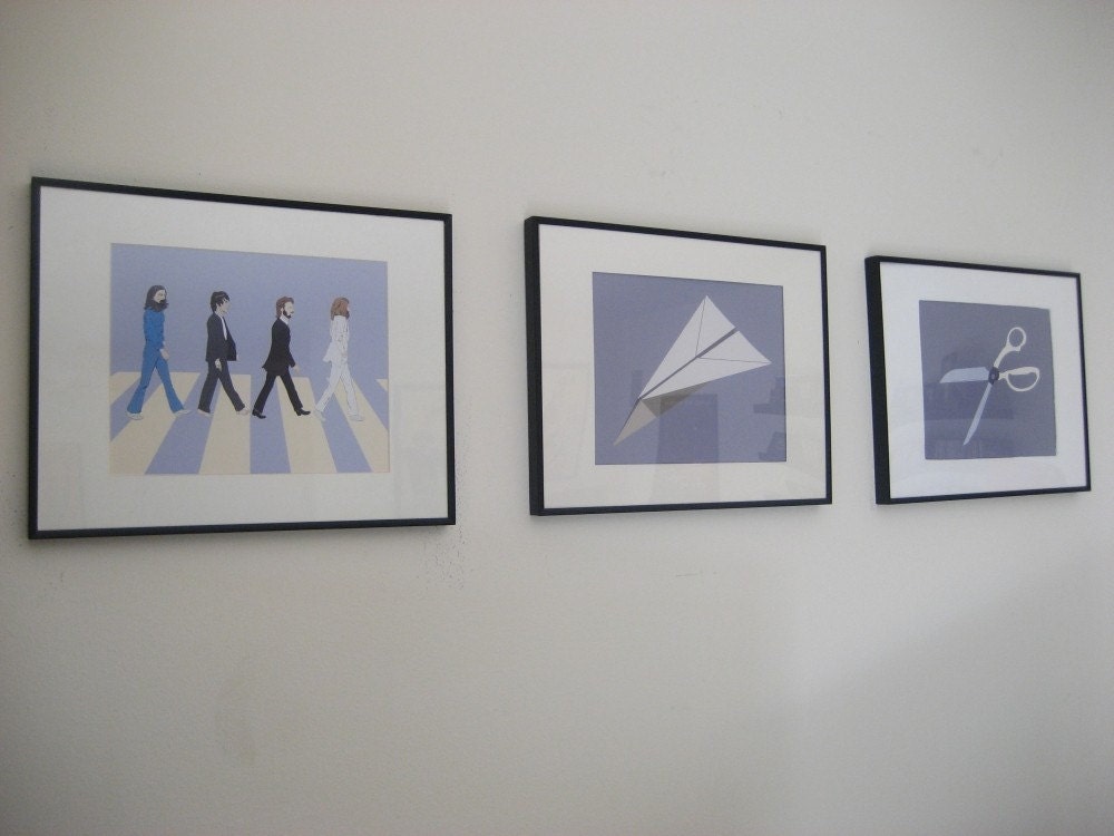 The Beatles, Rock Paper Scissors, Beatles Art - 10 x  8  inch prints