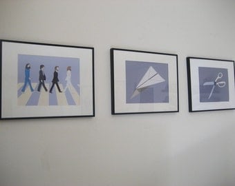 The Beatles, Rock Paper Scissors, Beatles Art - 10 x  8  inch prints