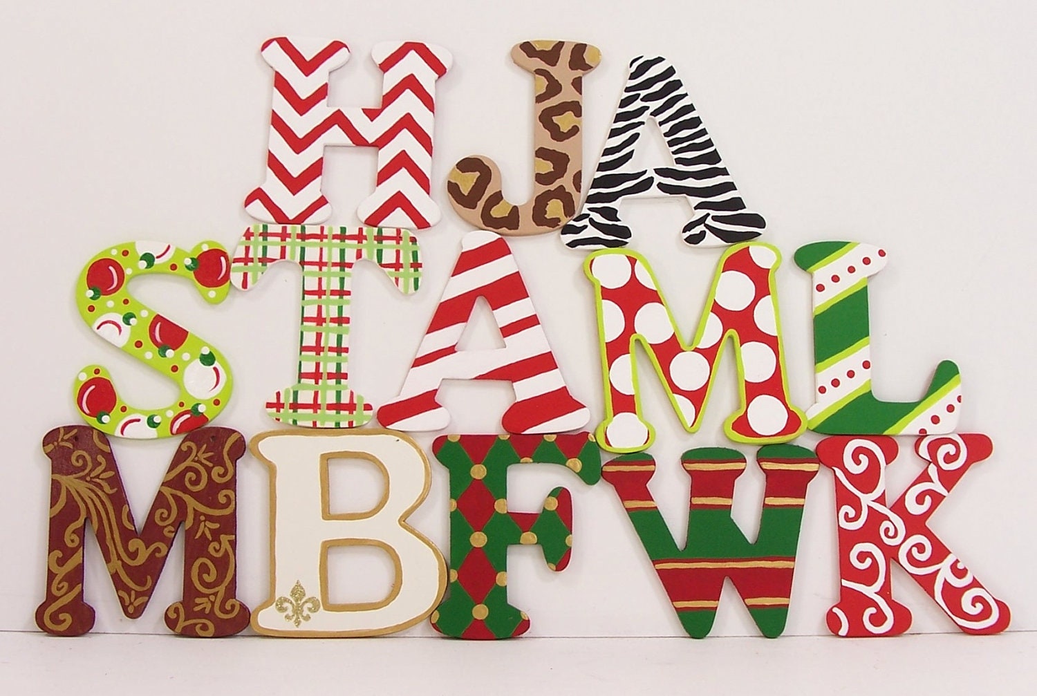 Monogram Christmas Ornament Hand-painted Letter Initial holiday tree decorations