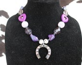 Purple Turquoise Cowgirl Horseshoe Necklace