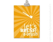 Kids Bathroom Wall Art, Childrens Print, 8x10 print, Red, Orange, Sunshine, Fall, Harvest, Pumpkin, Brush Your Teeth, Let's Brush-A-Brush