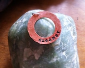 Copper Ring Necklace- Hand Stamped with Dreamer
