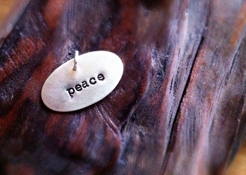 Peace- Silver Hand Stamped Pendant Necklace