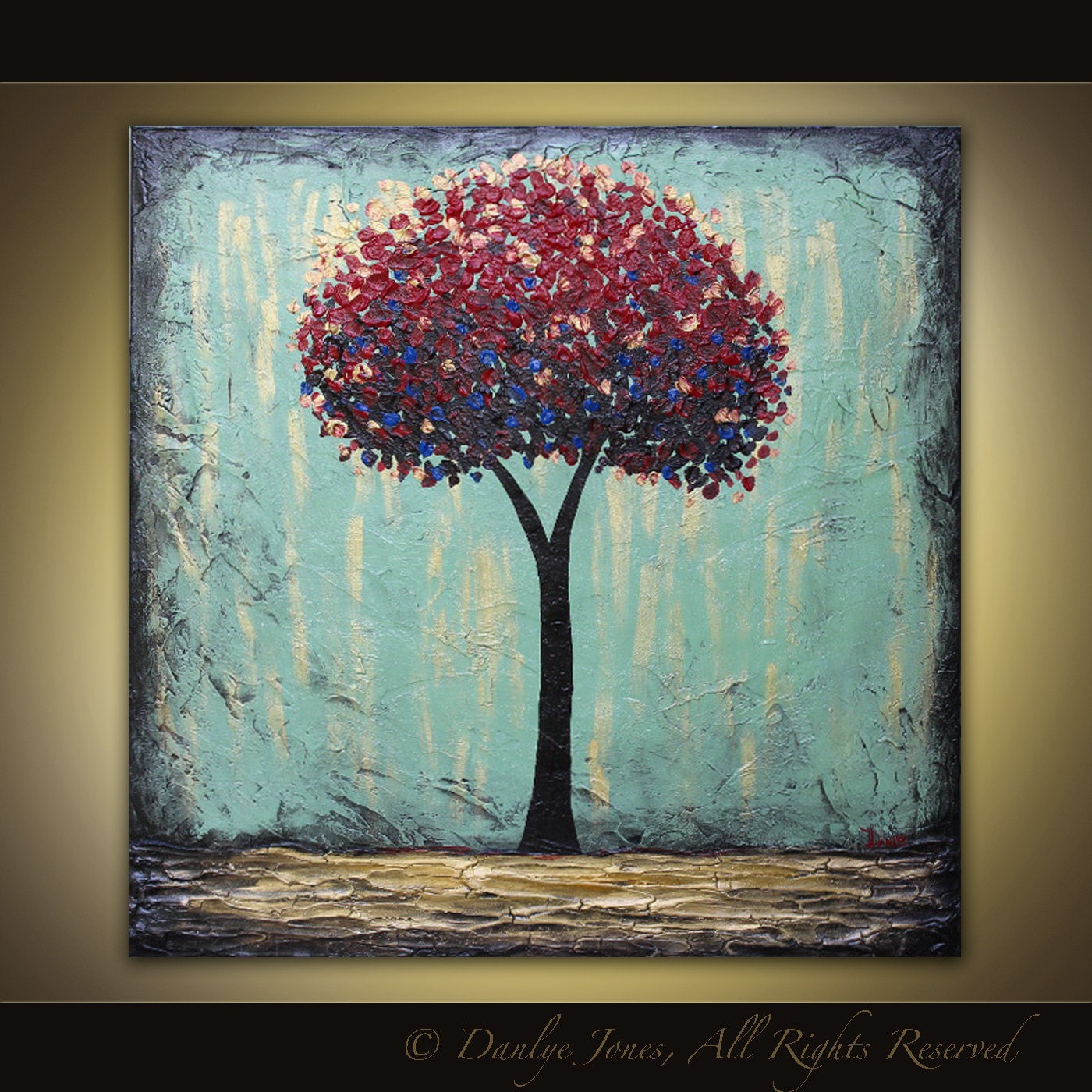 Red Tree Abstract painting original acrylic on canvas 36 x 36