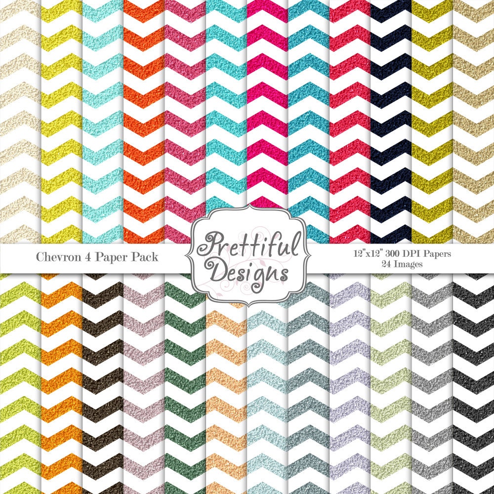 Digital Paper Pack - Personal and Commercial Use - Glitter Chevron Set 4 (432) Il_170x135