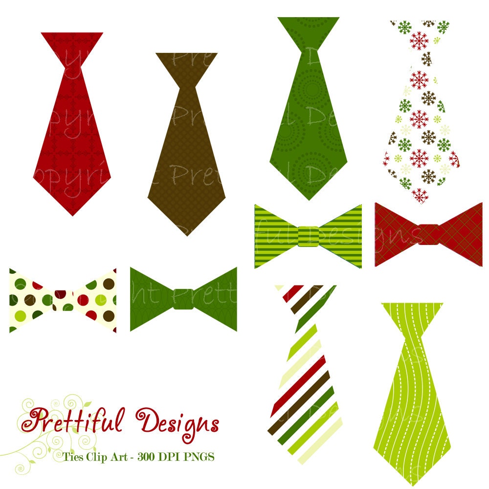 Christmas Ties and Bow Ties Clip Art - Personal or Commercial Use - Mistletoe (471) Il_570xn
