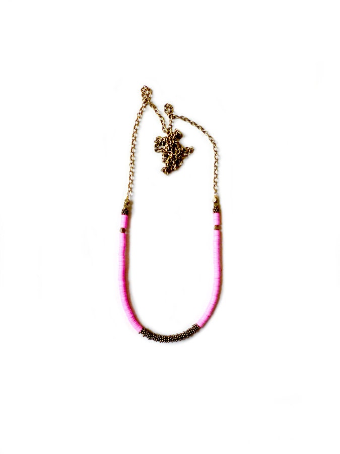 Pink brass necklace