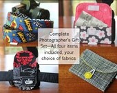 Photographer Gift Set - Camera Strap, Lens Cap Holder, Business Card Holder and Memory Card Wallet - Made to Order