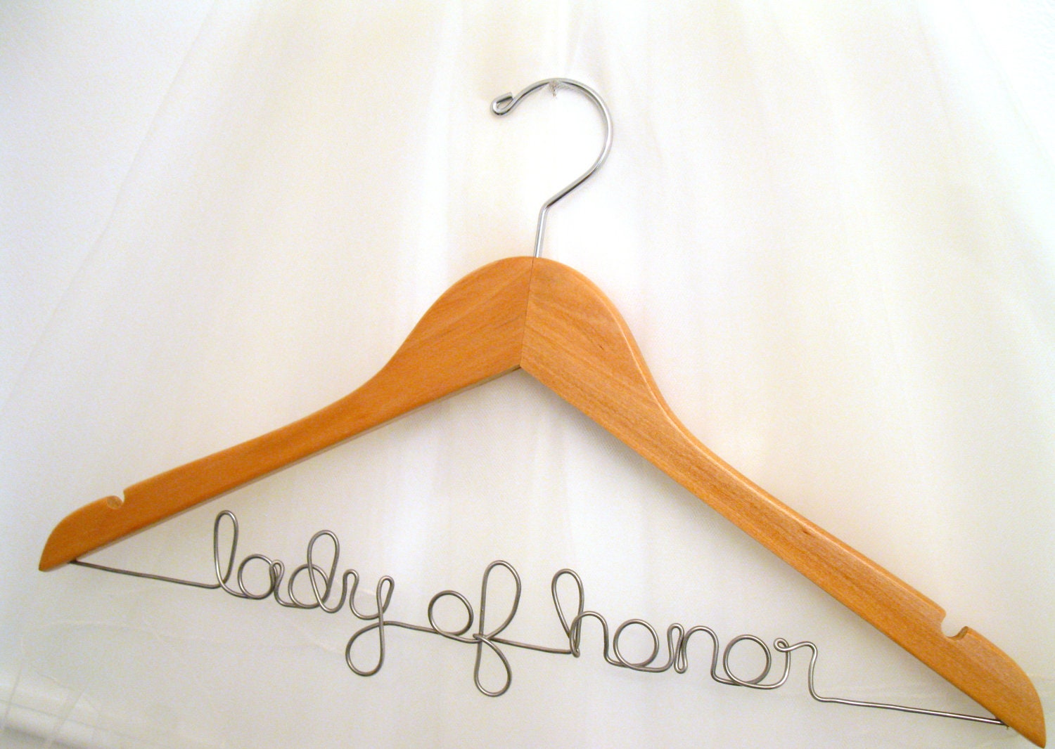 Bridal Party Wedding Hangers, Personalized - Lady of Honor - Custom Finish