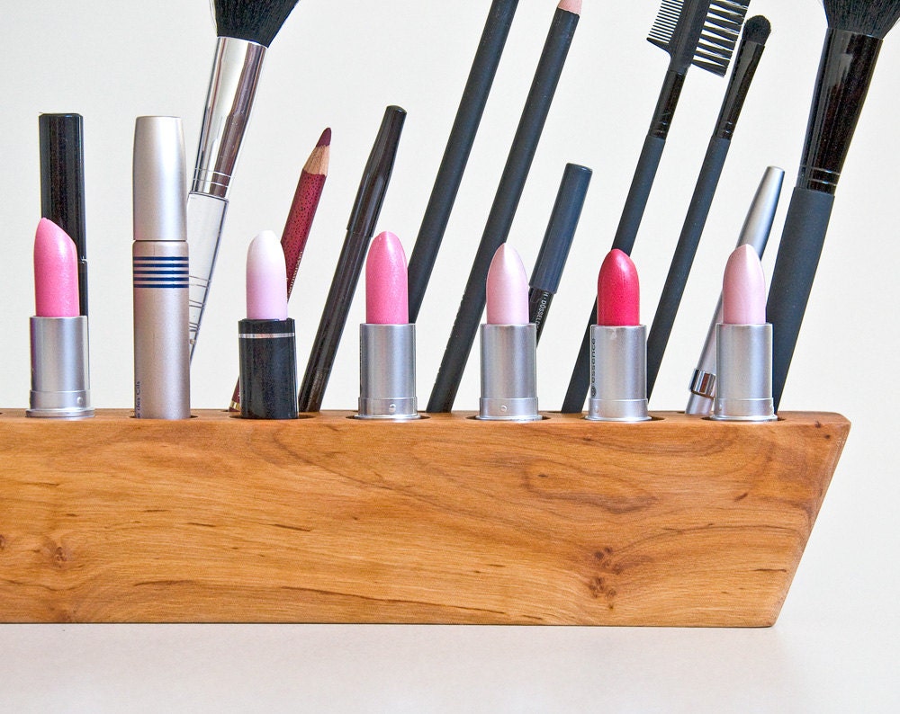Makeup Organizer Cosmetic Organizer Wooden Makeup Brush Holder BIG SCARLETT Y