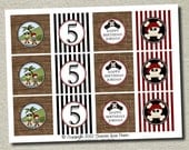 Pirate Party Cupcake Toppers - DIY You Print - 4 DESIGNS