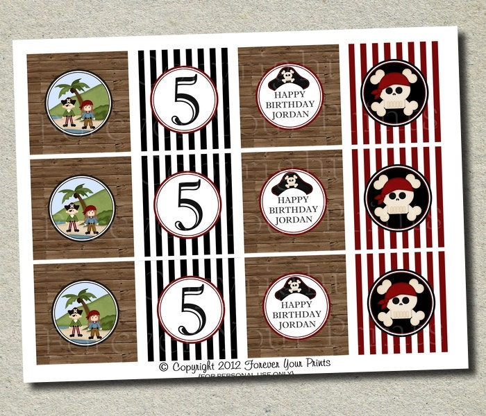 Pirate Party Cupcake Toppers - DIY You Print - 4 DESIGNS Il_570xn