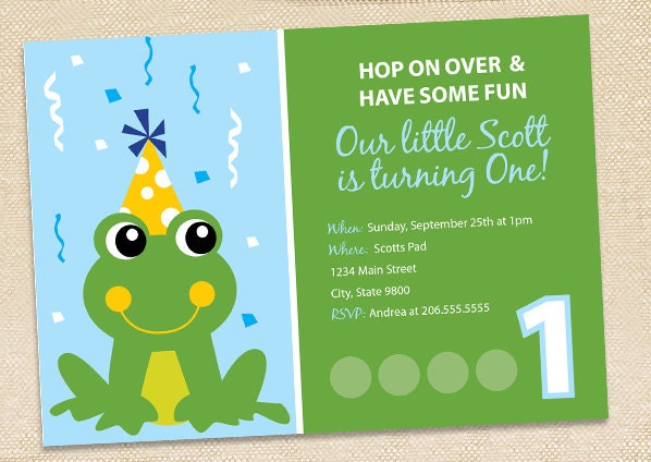 Frog Birthday invitations - set of 15 Il_570xn
