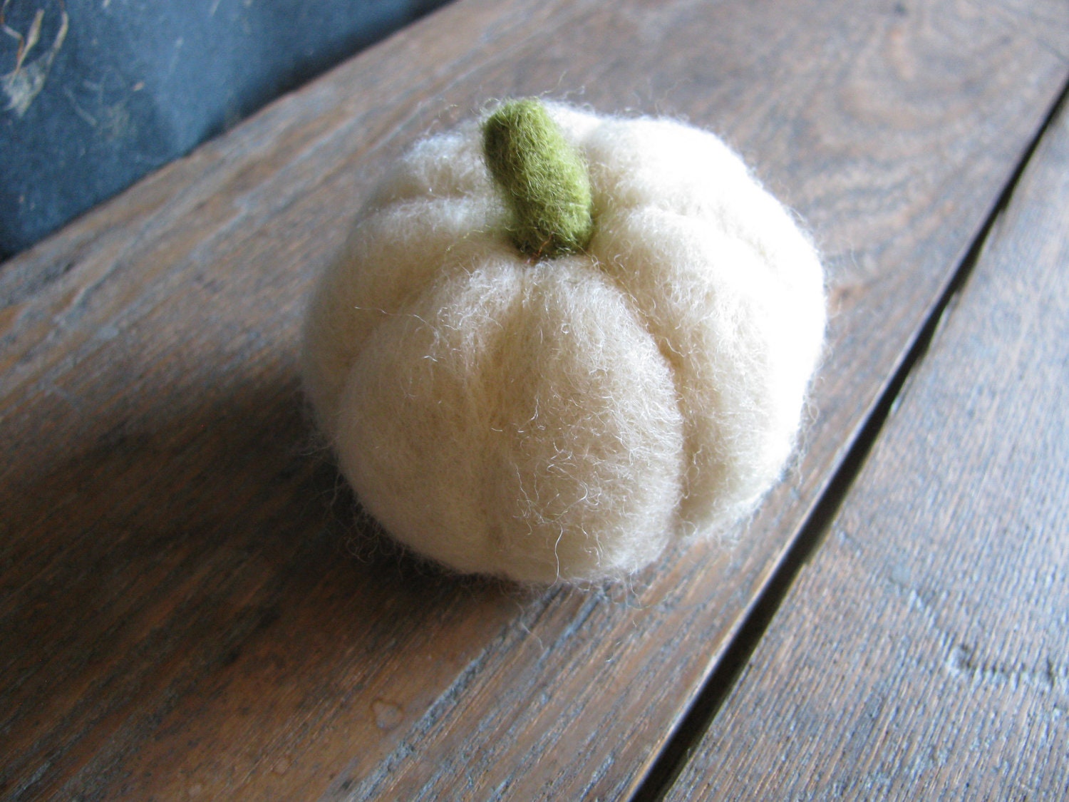 White wool pumpkin for Halloween and Harvest, for waldorf children or natural home decor