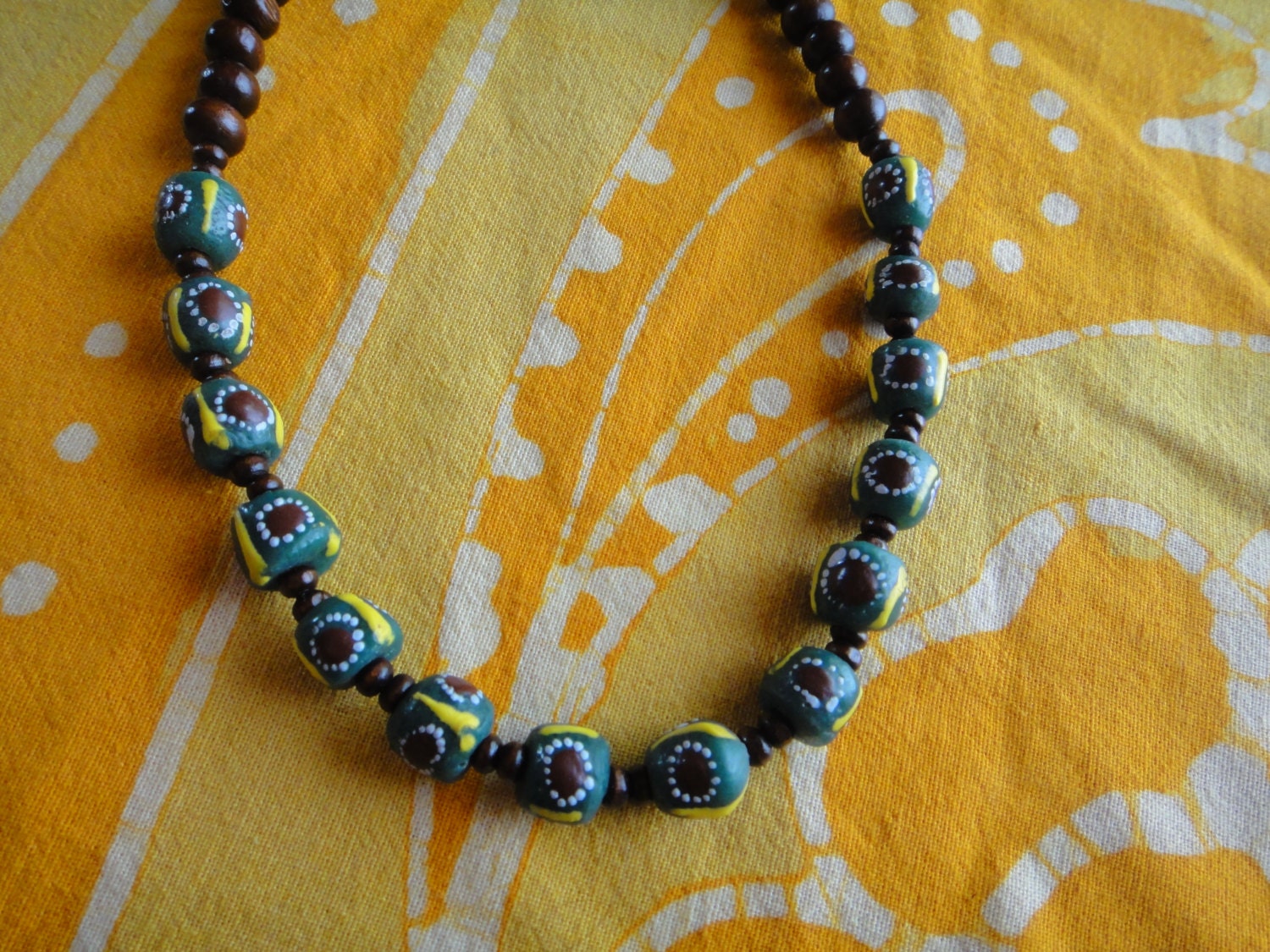 African Trade Beaded Necklace Prayer Bead Mala Rasta Mens Long Statement Hemp Tribal
