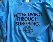 SMALL Better Living Through Suffering Cycling T-shirt in Cool Blue