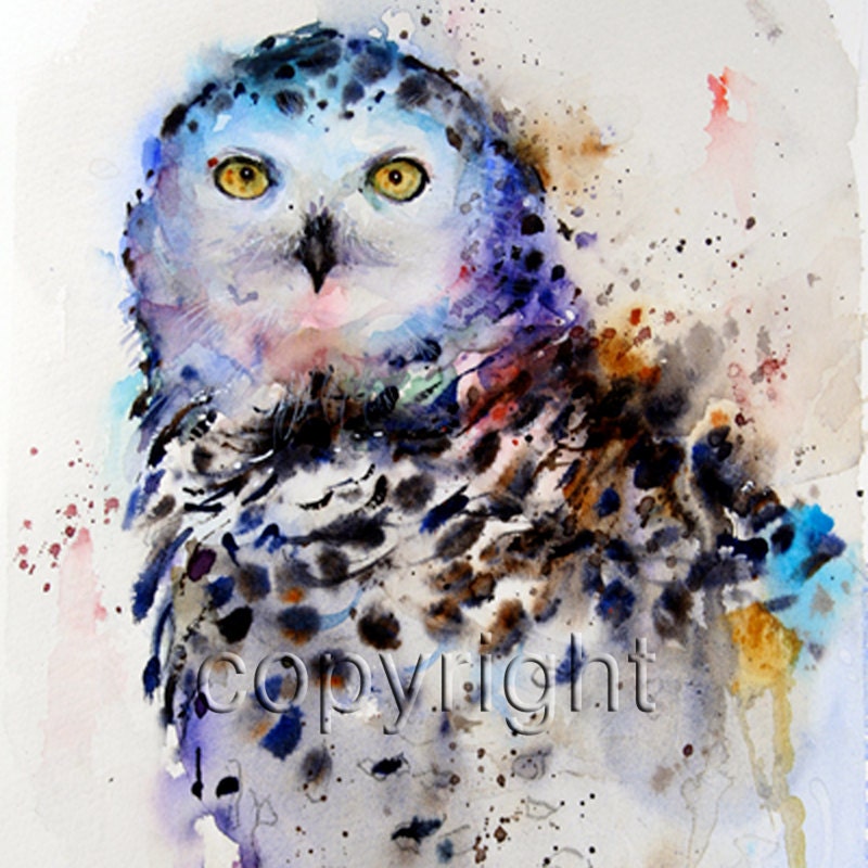 SNOWY OWL Large Watercolor Print by Dean Crouser