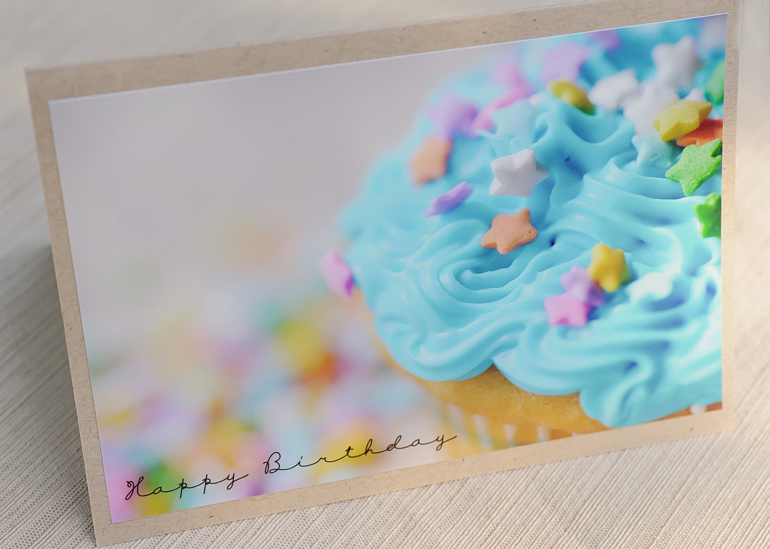 Happy Birthday - 4x6 - paper bag color - envelopes included - gift - note cards