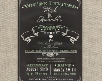 Engagement party Invitation - Chalkboard Style Announcement