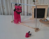 Rolling clothes rack - Three quarter scale - Dollhouse Size