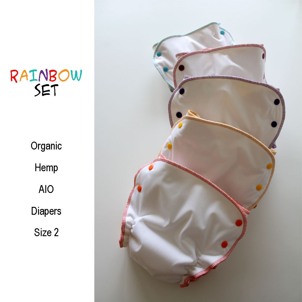5 AIO Organic Hemp/Cotton Fitted diaper / cloth diaper size 2