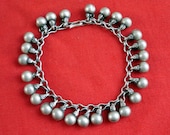 vintage antique tribal old silver bells beads bracelet cuff belly dance jewelry
