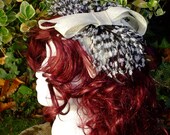 Ostrich feather black and white fascinator